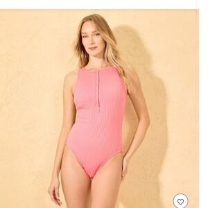 Shade & shore pink one piece swimsuit size small new with tags racer back